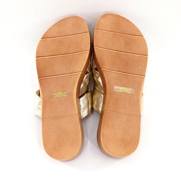 Bella Vita Wedge Slide Sandals Size 6.5 Gold Champagne Soft Nappa Leather Italy - Picture 8 of 9